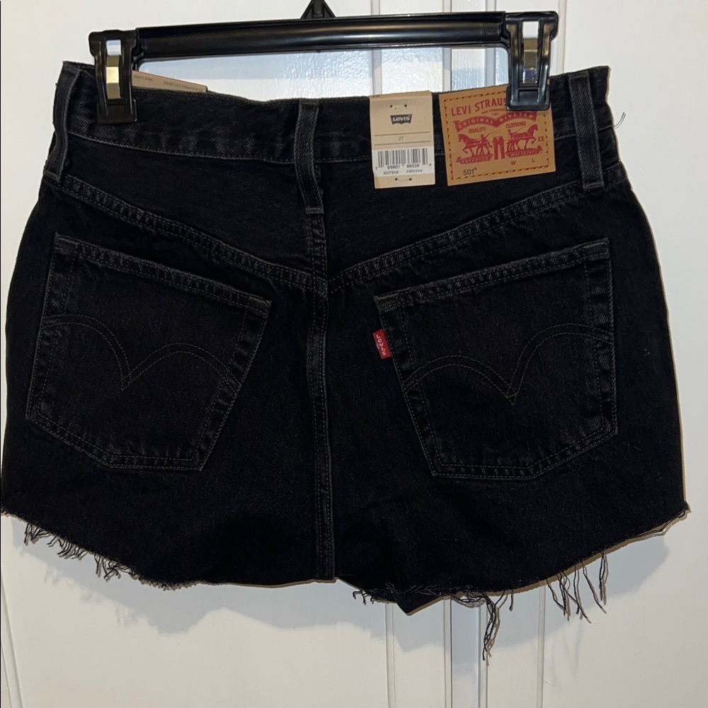 Levi's Black Ripped Denim Cutoff Shorts - Picture 5 of 5